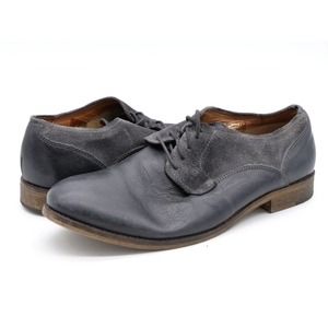 Modern Vintage Mens 8.5 Oxfords Black Leather Suede Derby Plain Toe Casual Dress